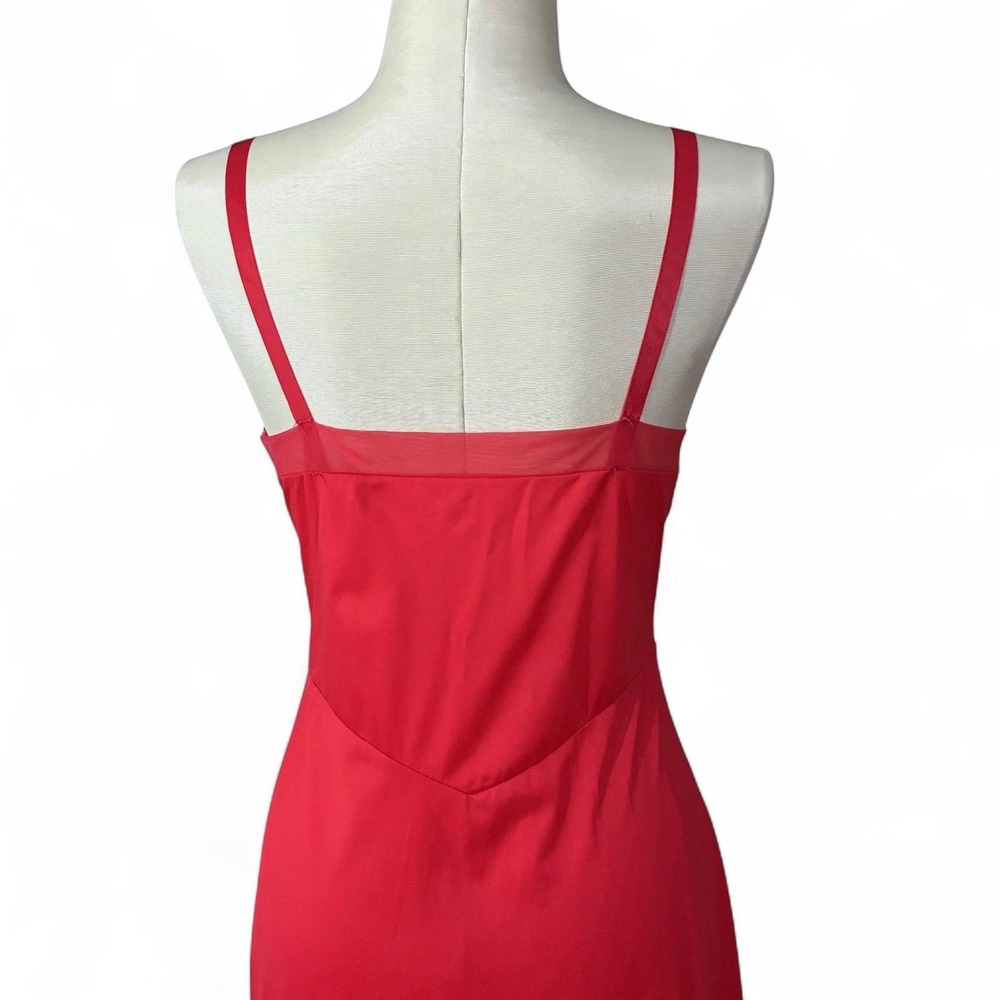 1960s Crimson Red Nylon Slip Dress Small - Picture 6 of 9